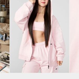 YoungLA Light Pink Oversized Zip Hoodie